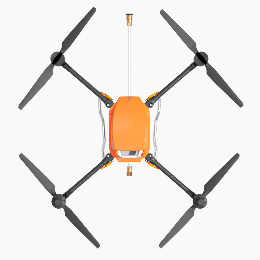 SPD25 seen from above with all four arms unfolded and the spray boom pointing forward